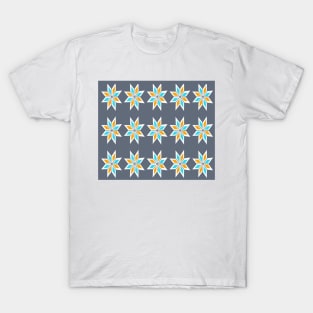 Retro Triangle Design in Blue and Yellow. T-Shirt